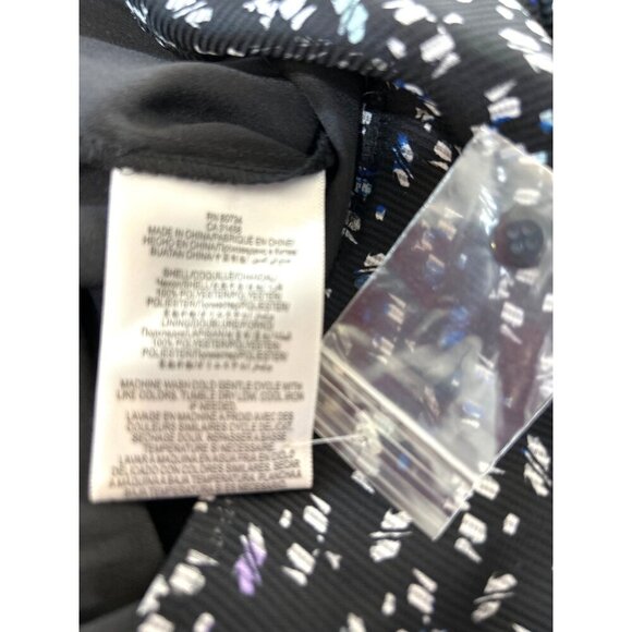 BCB Womens Romper Black/Comb Size S Tie Back Deep VNeck Lined Long Slv Sheer NWT - Picture 4 of 6